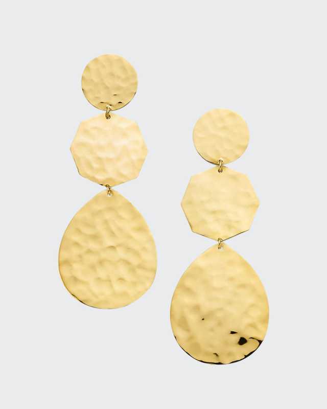 Crinkle Snowman Drop Earrings in 18K Gold
